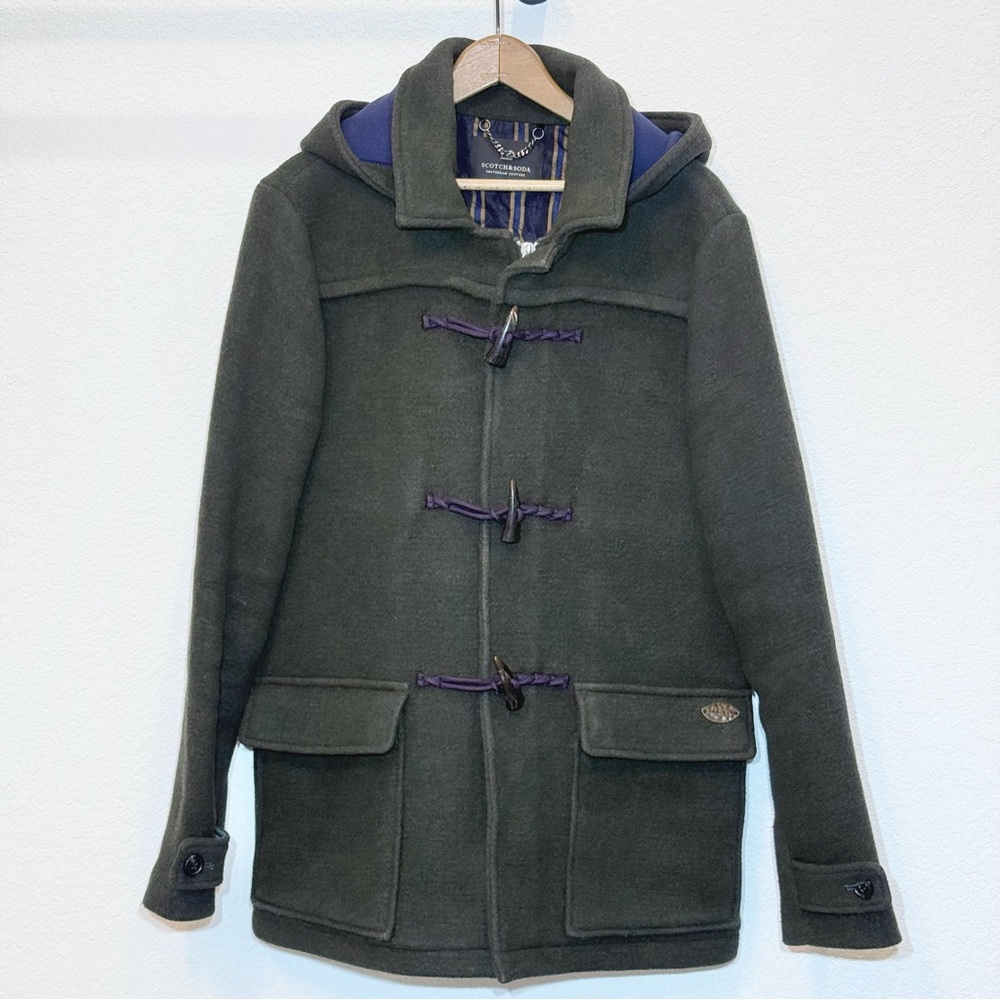 Scotch & Soda Dark Green Hooded Duffle Coat